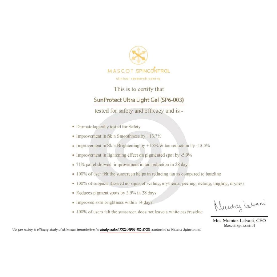 Sun Protect Ultra Light Non Sticky Sunscreen Gel: SPF 40 PA+++ with Vitamin C PRODUCT HIGHLIGHTS